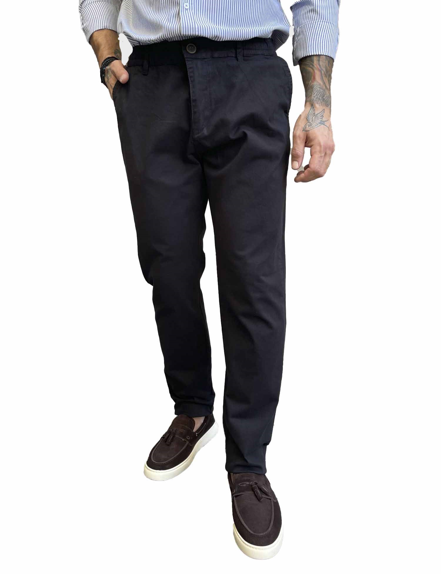 Αντρικό μαύρο υφασμάτινο παντελόνι με λάστιχο στην μέση BO1748 φωτογραφία